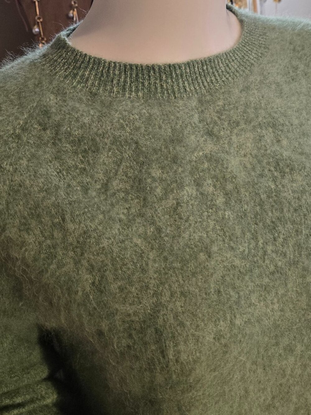 NEW Green Brushed Cashmere sweater Large - Picture 3 of 7